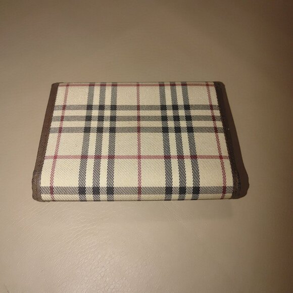Burberry Nova Wallets Vintage Checkered Brown Coin Pouch Tri Fold Card Slots - Picture 6 of 16